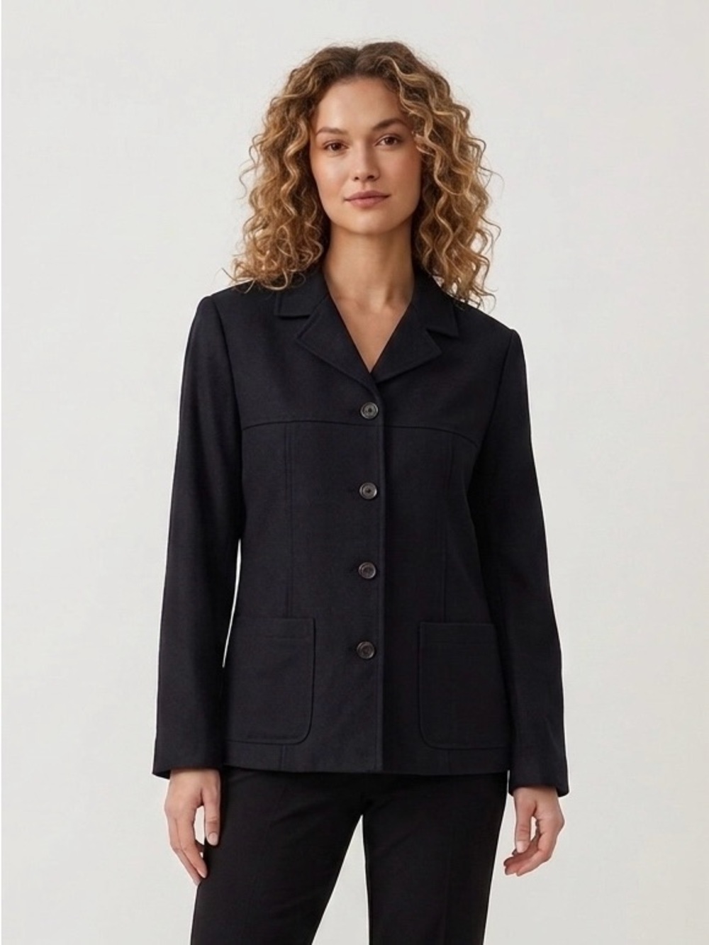 bagatelle Black Notched-Collar Button wool Blazer